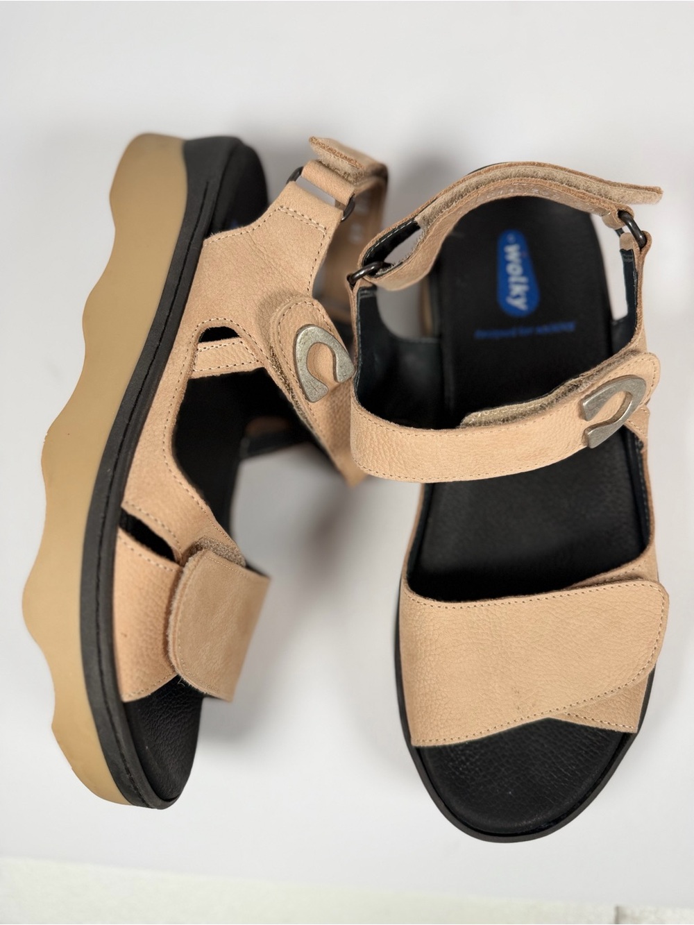 Wolky Sandals Womens Medusa Slingback Beige Leather Hook And Loop Size 40 US 9